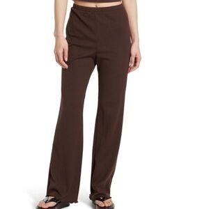 Abound ribbed wide leg pull on pant, brown, size S, NWT